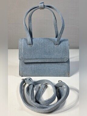 ZARA Light Blue Denim Small Shoulder Bag Detachable Strap Top Handle